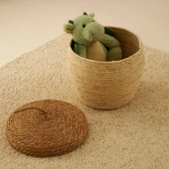 ALVIN Panier De Rangement Avec Couvercle Brun, Naturel