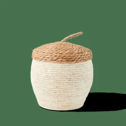 ALVIN Panier De Rangement Avec Couvercle Brun, Naturel