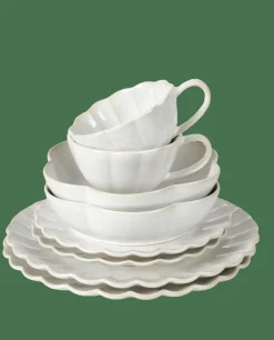 DAHLIA FLOWER Assiette Creuse Blanc