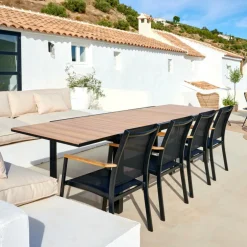 ETHAN Table Extensible Noir, Naturel