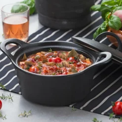 FERO Pot Allant Au Four Avec Couvercle 80 CL Noir