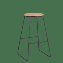 GIULIA Tabouret De Bar Noir, Naturel