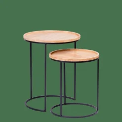 GOM Tables D'appoint Set De 2 Noir, Naturel