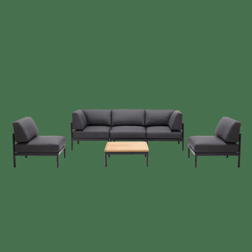 HANNA Lounge Teck Fauteuil Noir