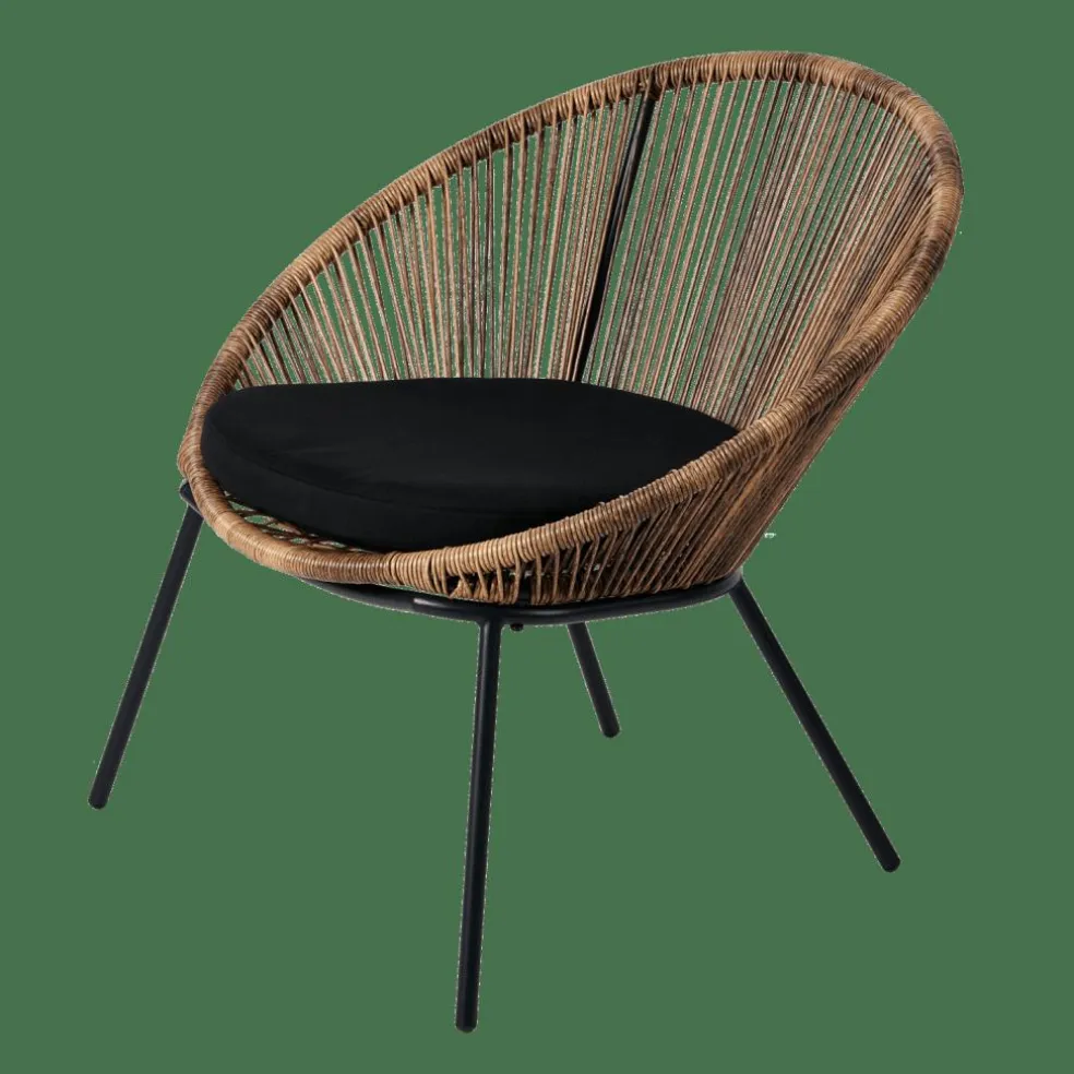 PAPAYO Chaise Lounge Avec Coussin Naturel