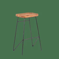 TEAK Tabouret De Bar Noir, Naturel