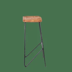TEAK Tabouret De Bar Noir, Naturel
