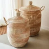 YASMINE Panier De Luxe Avec Couvercle Blanc, Naturel