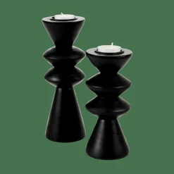 ZIGZAG Support Bougie Chauffe-plat Noir